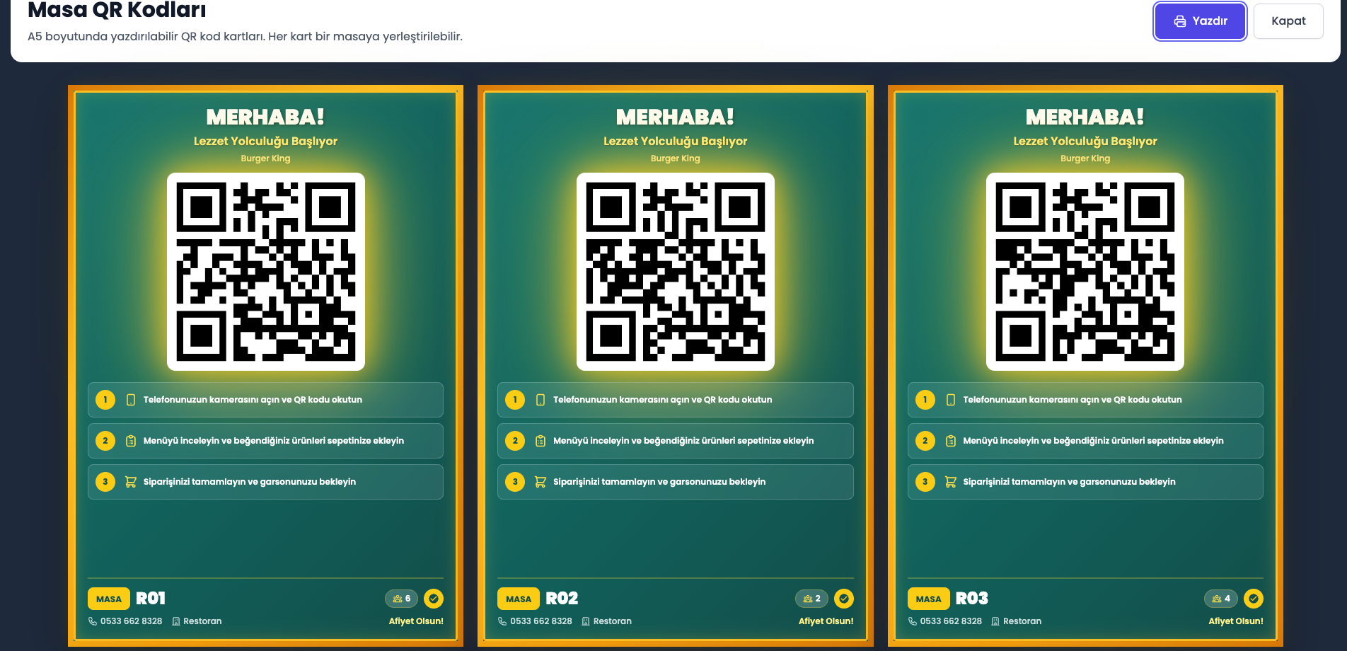 QR Kod Ayarları - POS Yönetim Sistemi | Restoran, Otel, Bar ve İşletme Yazılımı