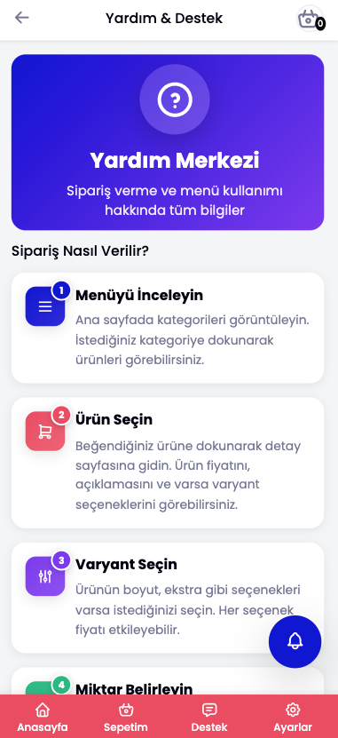 QR Menü - Yardım 1 - POS Yönetim Sistemi | Restoran, Otel, Bar ve İşletme Yazılımı